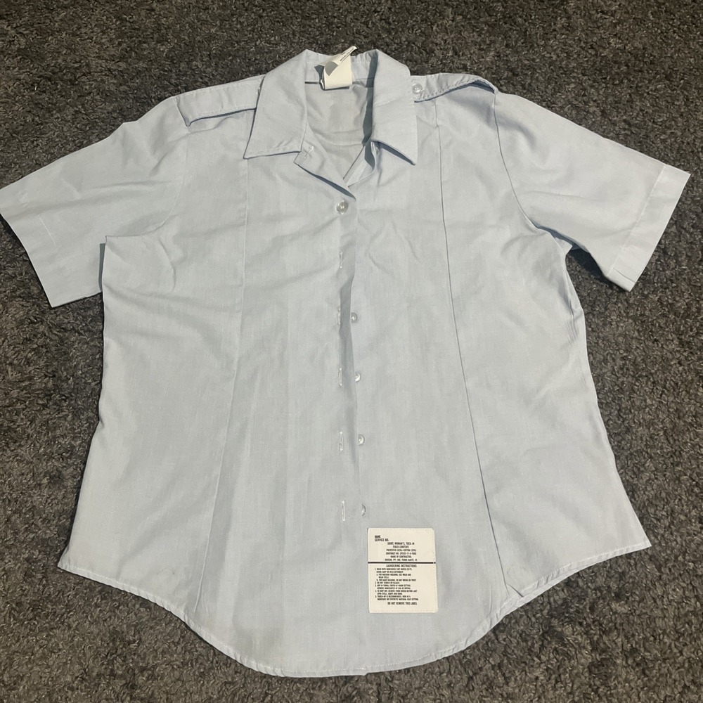 Women's Tuck In Defense Logistics Agency Wings Light Blue‎ Short Sleeve Size 12